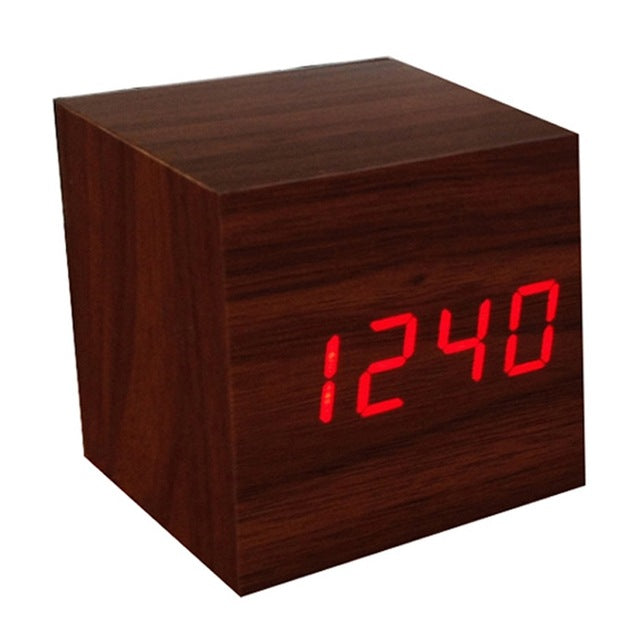 Multi Colour Wooden LED USB Sound Motion Control Alarm Clock