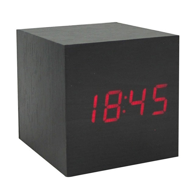 Multi Colour Wooden LED USB Sound Motion Control Alarm Clock