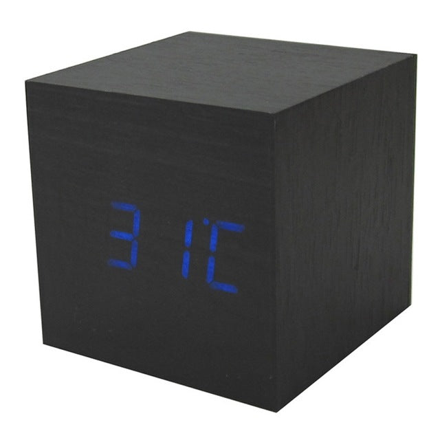 Multi Colour Wooden LED USB Sound Motion Control Alarm Clock