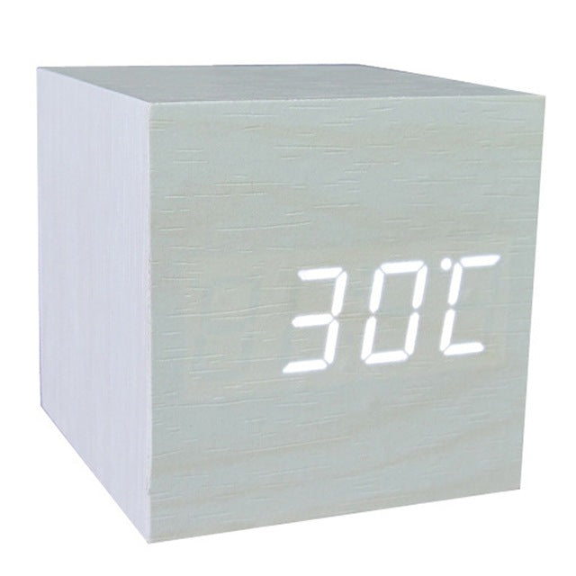 Multi Colour Wooden LED USB Sound Motion Control Alarm Clock