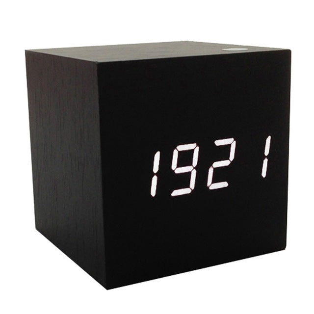 Multi Colour Wooden LED USB Sound Motion Control Alarm Clock