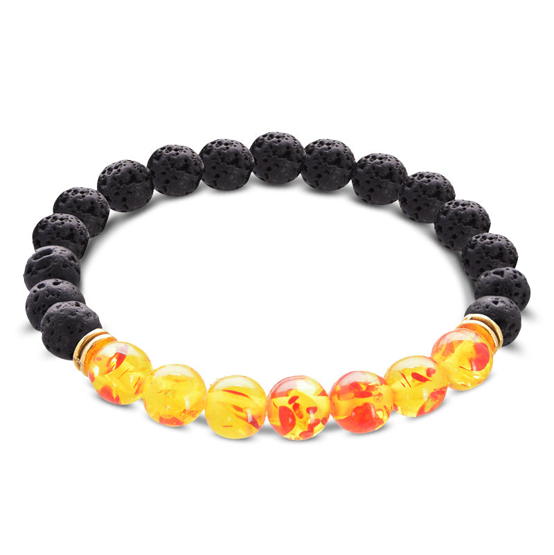 7 Chakra Natural Stone Black Lava Beads Bracelet