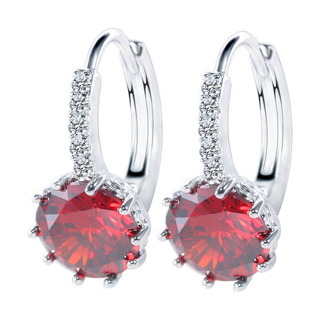 Luxury Stud Earrings Round With Cubic Zircon Charm Flower