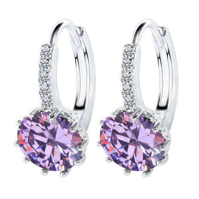 Luxury Stud Earrings Round With Cubic Zircon Charm Flower