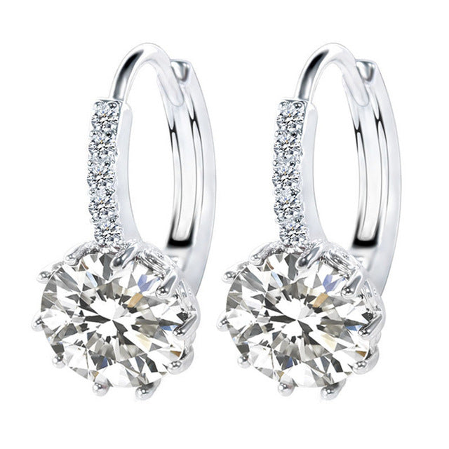 Luxury Stud Earrings Round With Cubic Zircon Charm Flower