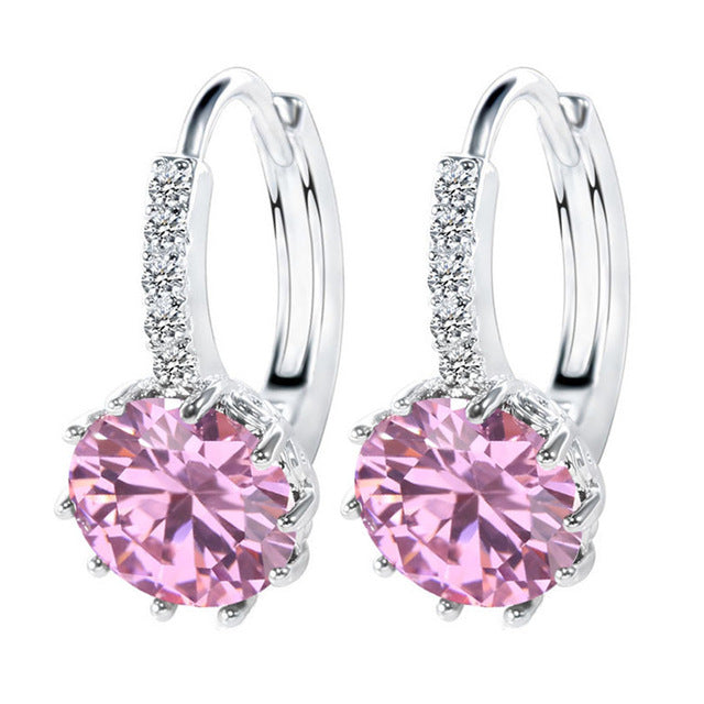 Luxury Stud Earrings Round With Cubic Zircon Charm Flower