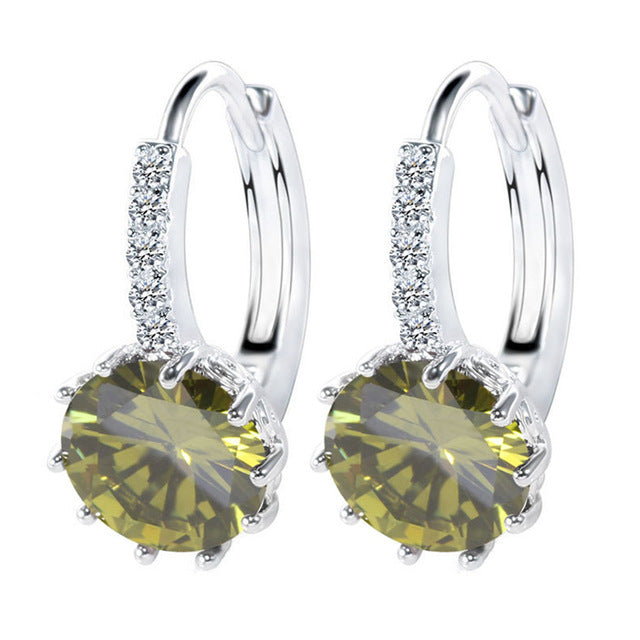 Luxury Stud Earrings Round With Cubic Zircon Charm Flower