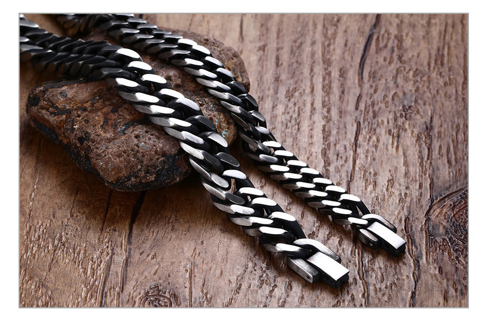 Mens Link Chain Silver Bracelet