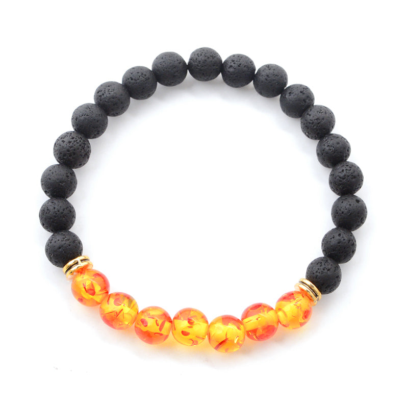 7 Chakra Natural Stone Black Lava Beads Bracelet