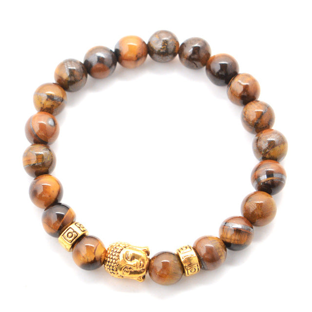 7 Chakra Natural Stone Black Lava Beads Bracelet