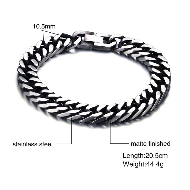 Mens Link Chain Silver Bracelet