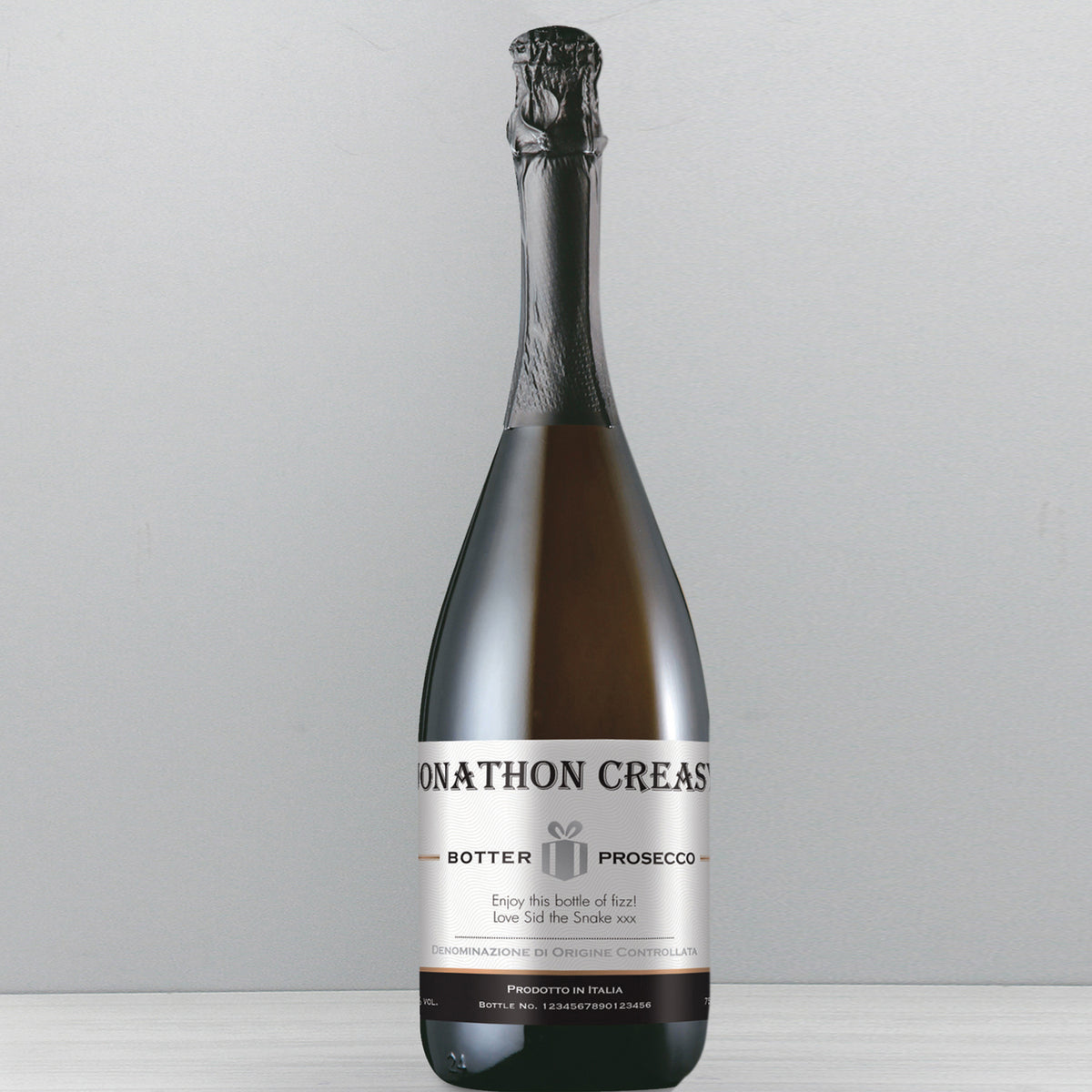 Personalised Contemporary Silver Label Prosecco