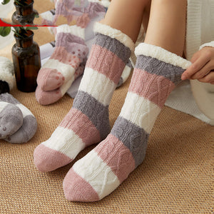 Fleece Winter Socks with Anti Slip Sole