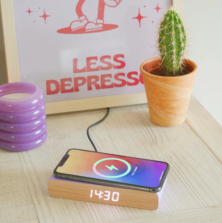 Rise 2 in 1 Bedside Alarm Clock and Wireless Charger