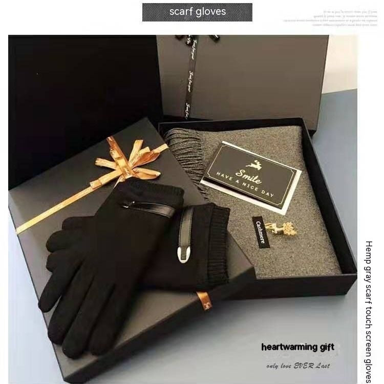 Mens Cashmere Scarf + Glove Gift Set