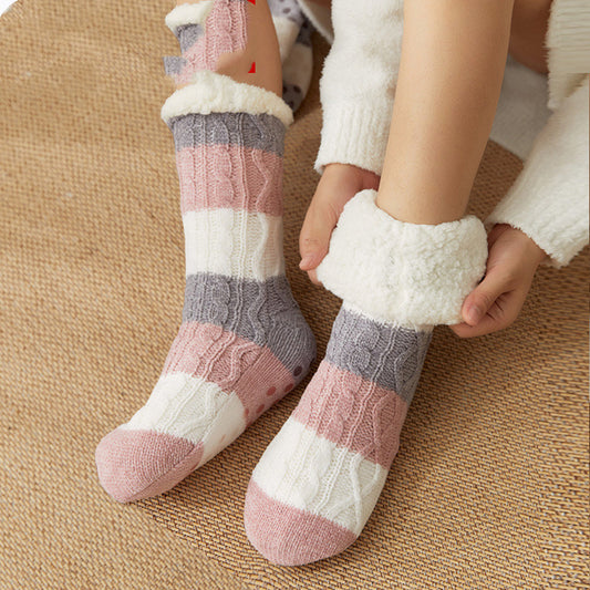 Fleece Winter Socks with Anti Slip Sole