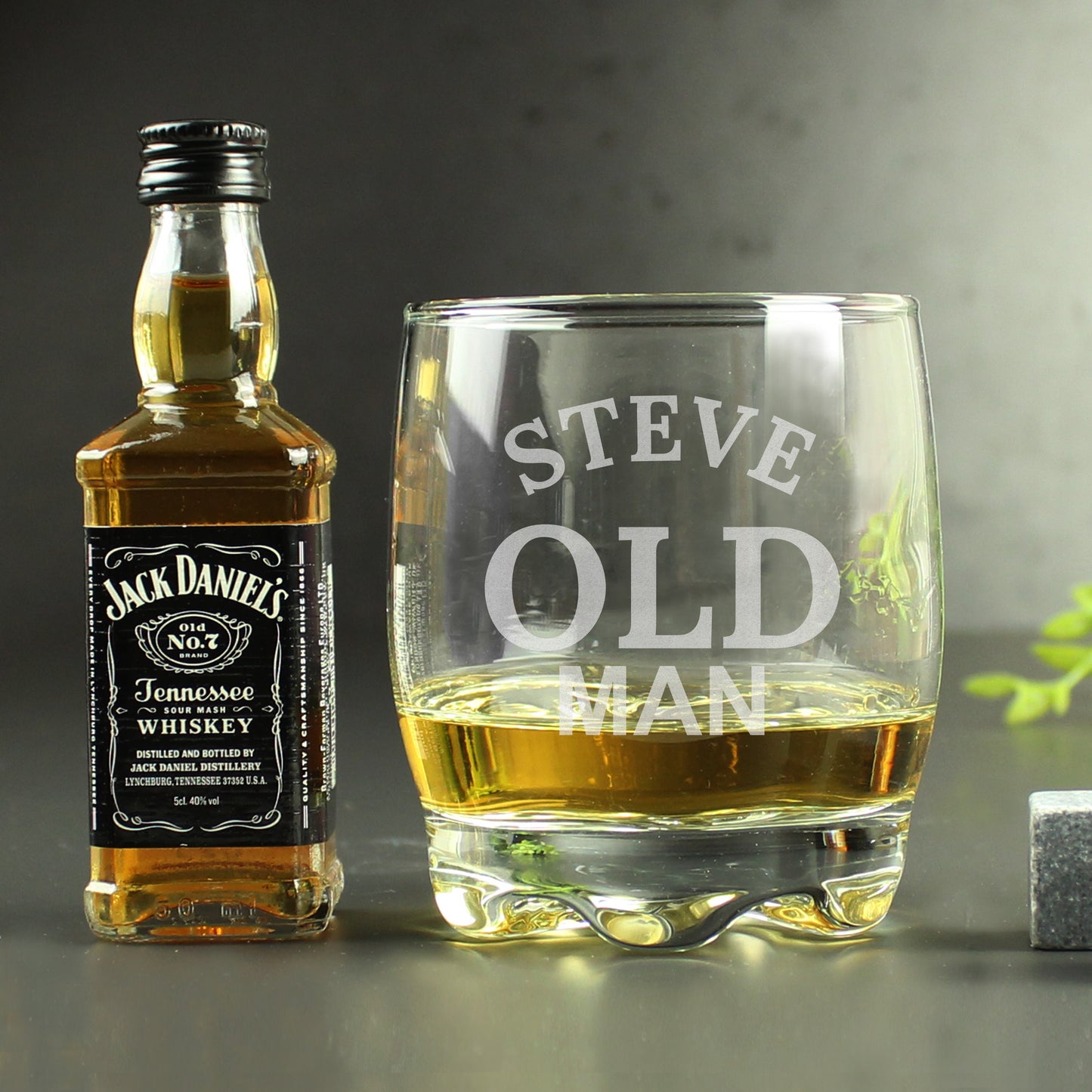 Personalised Old Man Tumbler and Whiskey Miniature Set