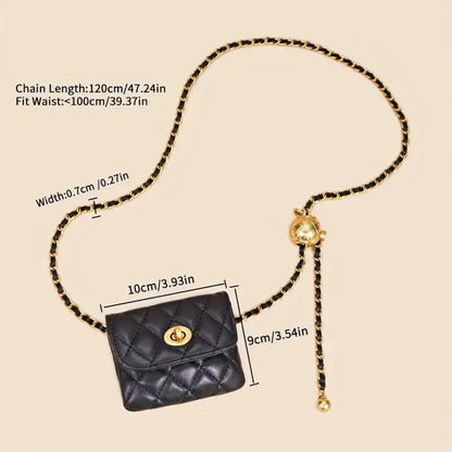 Chic Women's Chain Belt with Detachable Mini Bag