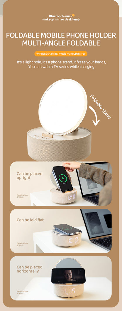 GLOW- LED Mirror, Clock, Bluetooth Speaker & Wireless Charger