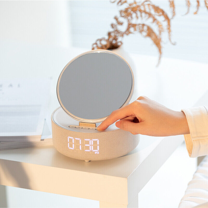 GLOW- LED Mirror, Clock, Bluetooth Speaker & Wireless Charger