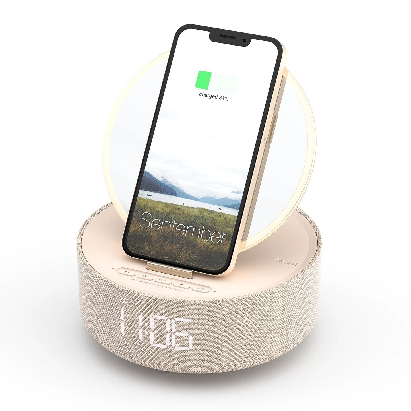 GLOW- LED Mirror, Clock, Bluetooth Speaker & Wireless Charger