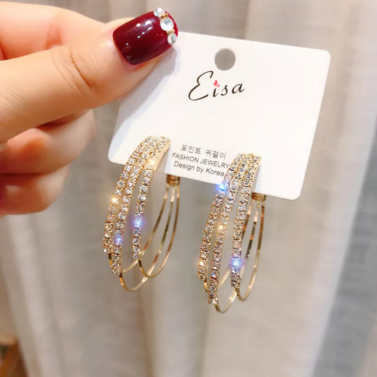 Radiant Rhinestone Hoop Earrings