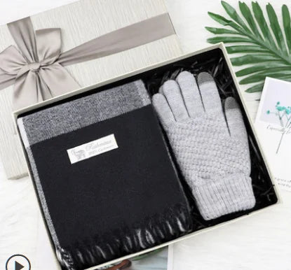 Men's & Women's Scarf and touch Screen Gloves Gift Set