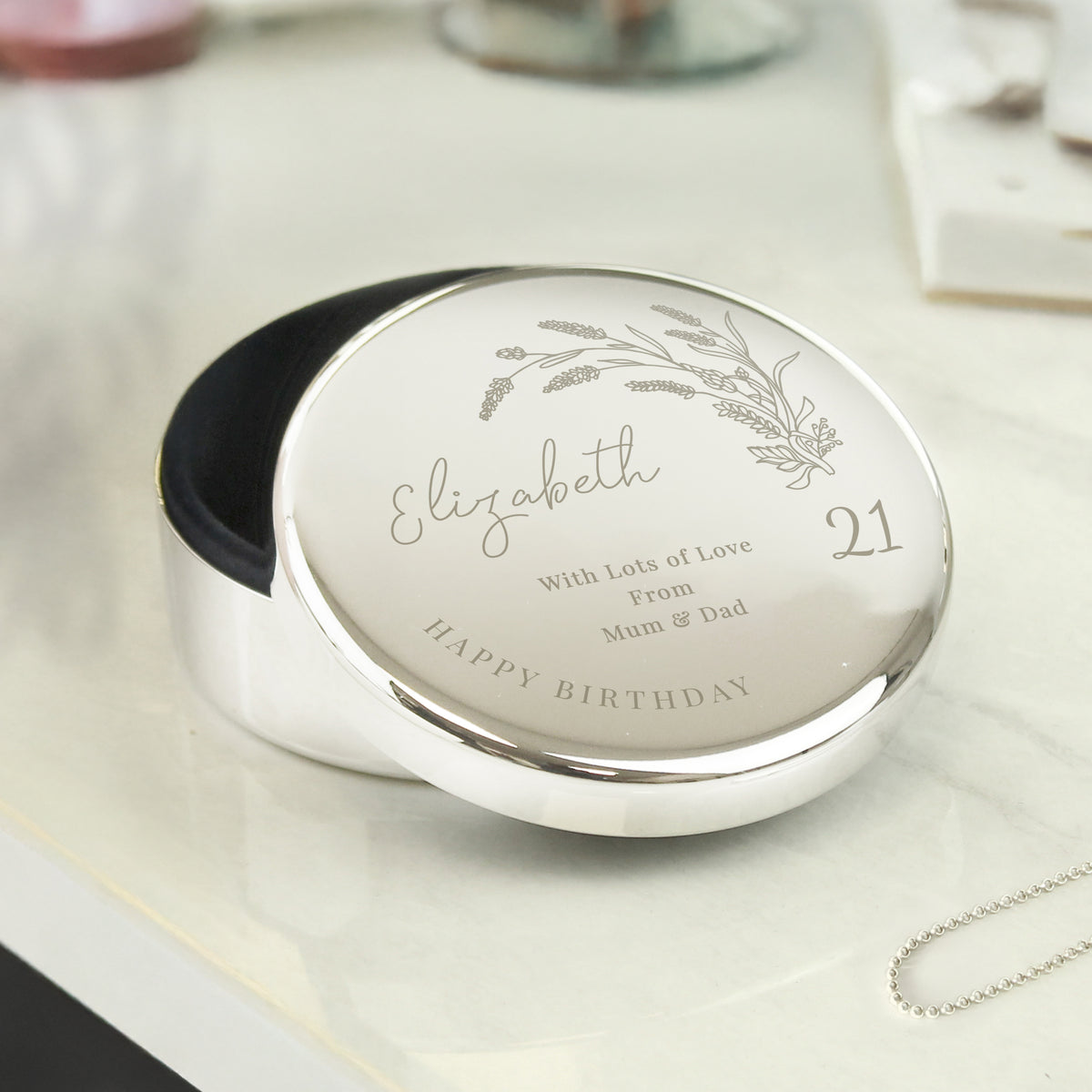 Personalised Birthday Round Trinket Box