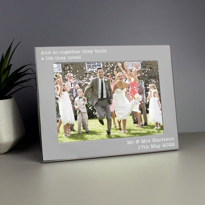 Personalised Free Text 5 x 7 Landscape Silver Photo Frame