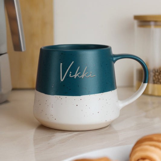 Personalised Name Blue Speckled Ceramic Mug