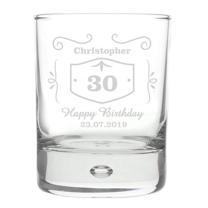 Personalised Classic Whisky Style Tumbler Bubble Glass