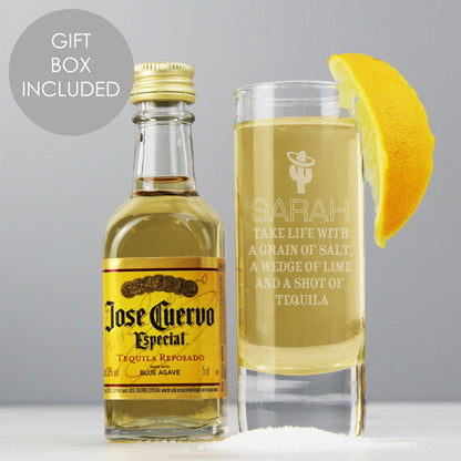 Personalised Tequila Shot Glass and Miniature Tequila