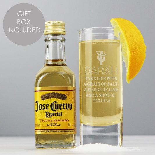 Personalised Tequila Shot Glass and Miniature Tequila