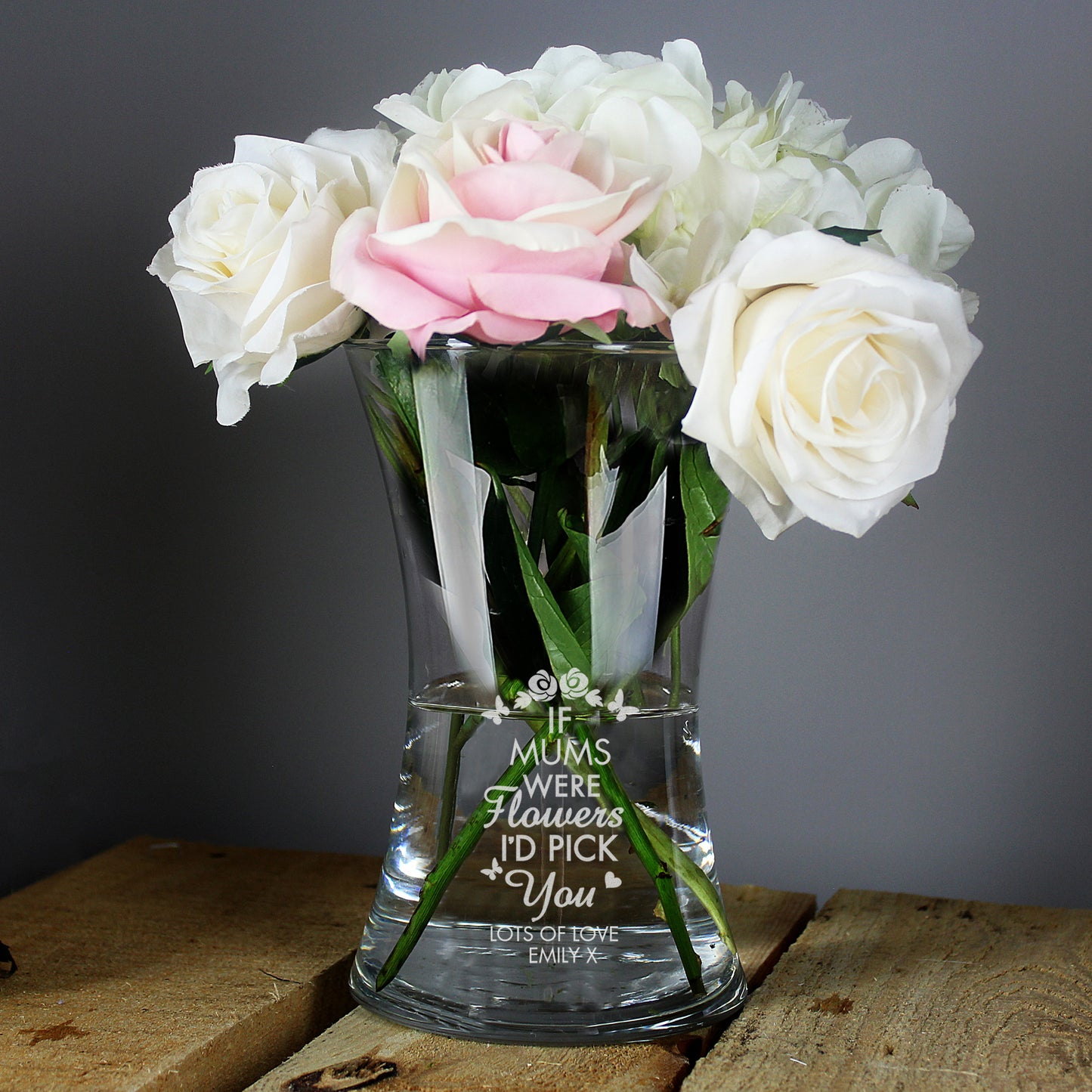 Personalised I'd Pick You Glass Vase