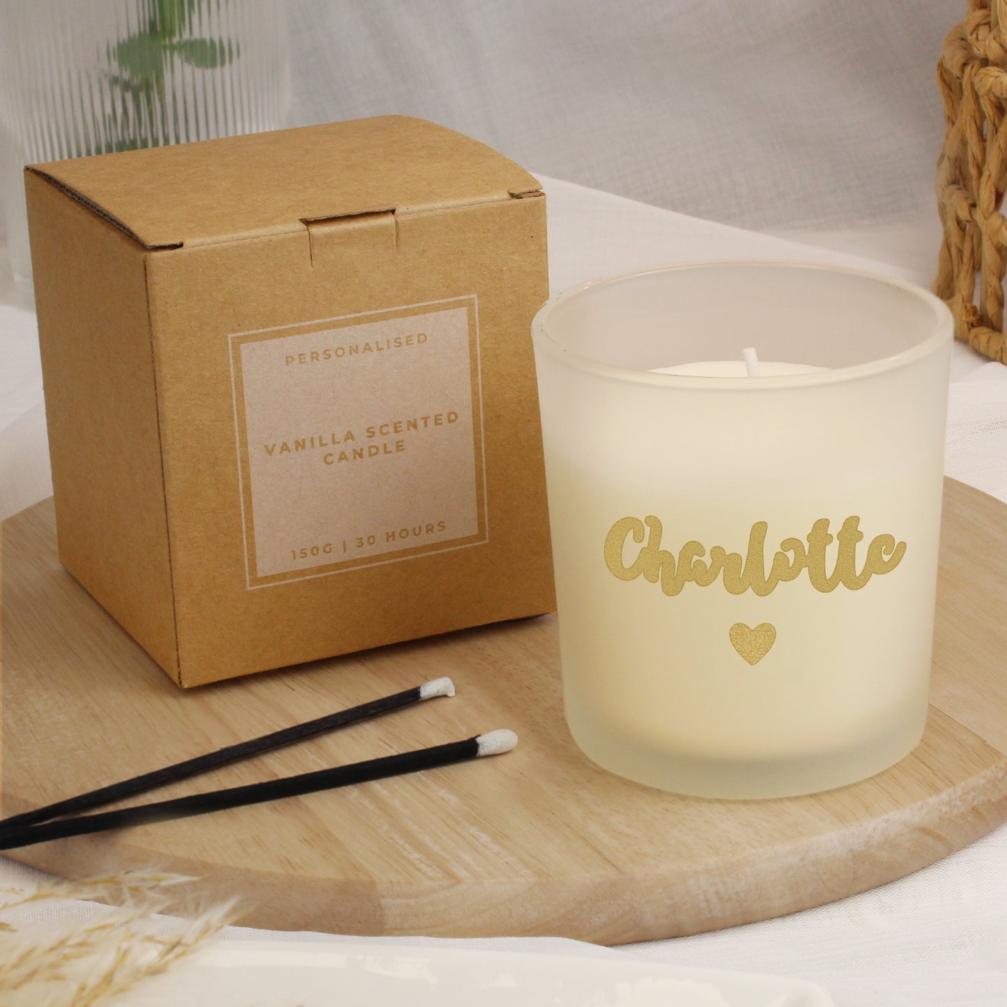 Personalised Gold Name Scented Jar Candle