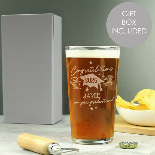 Personalised Graduation Pint Glass  
