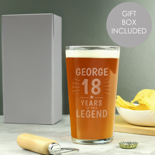 Personalised Years of This Legend Birthday Pint Glass