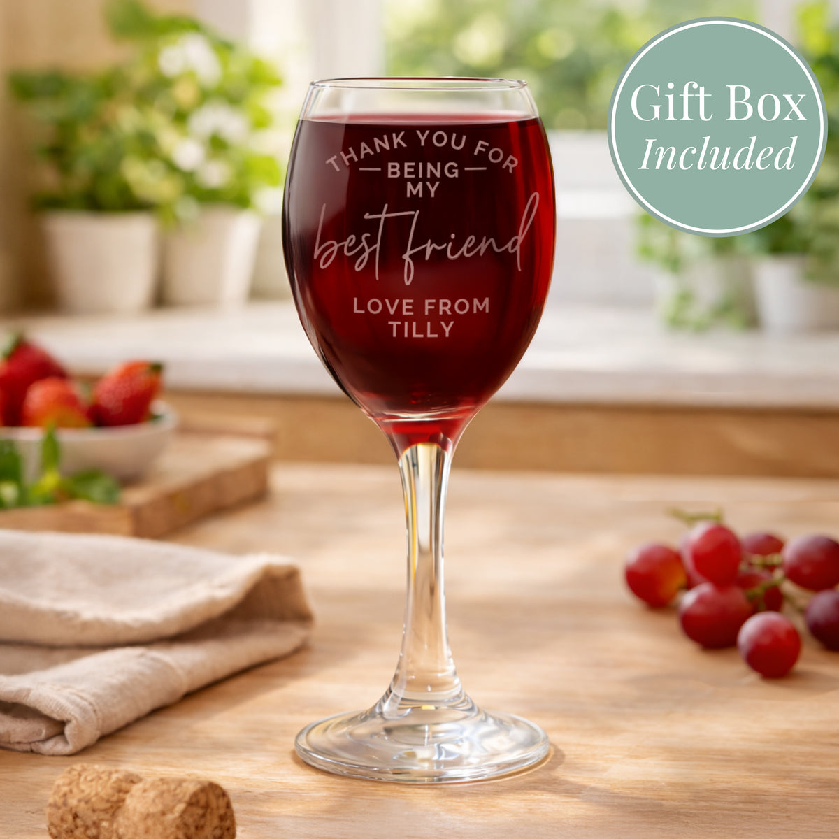 Personalised Thank you Wine Glass