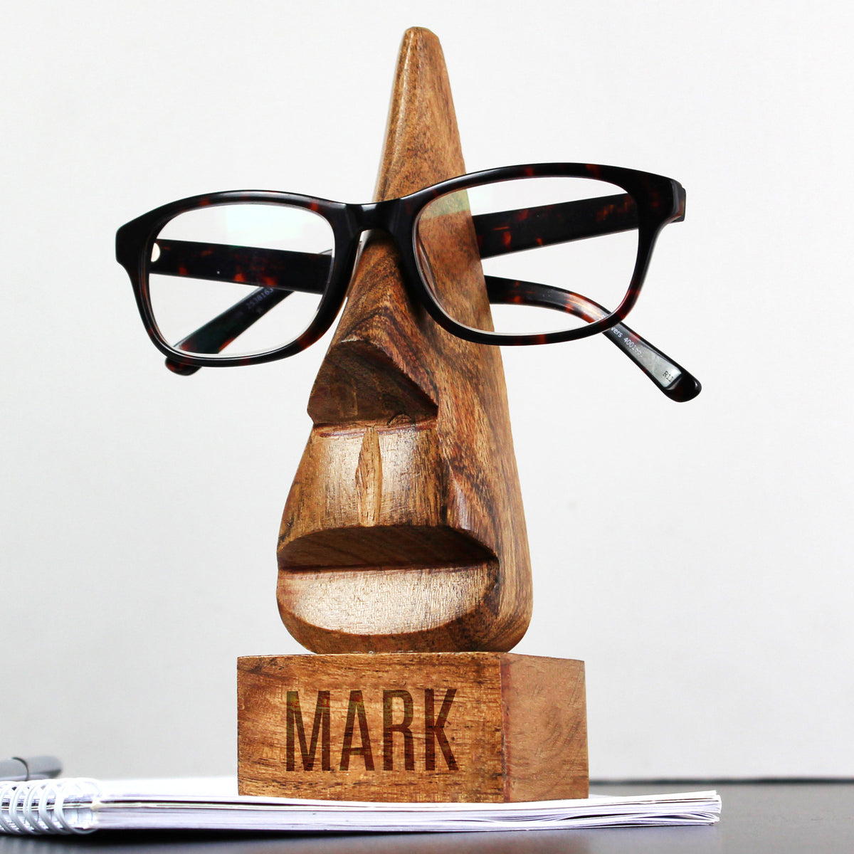 Personalised Name Only Wooden Nose-Shaped Glasses Holder