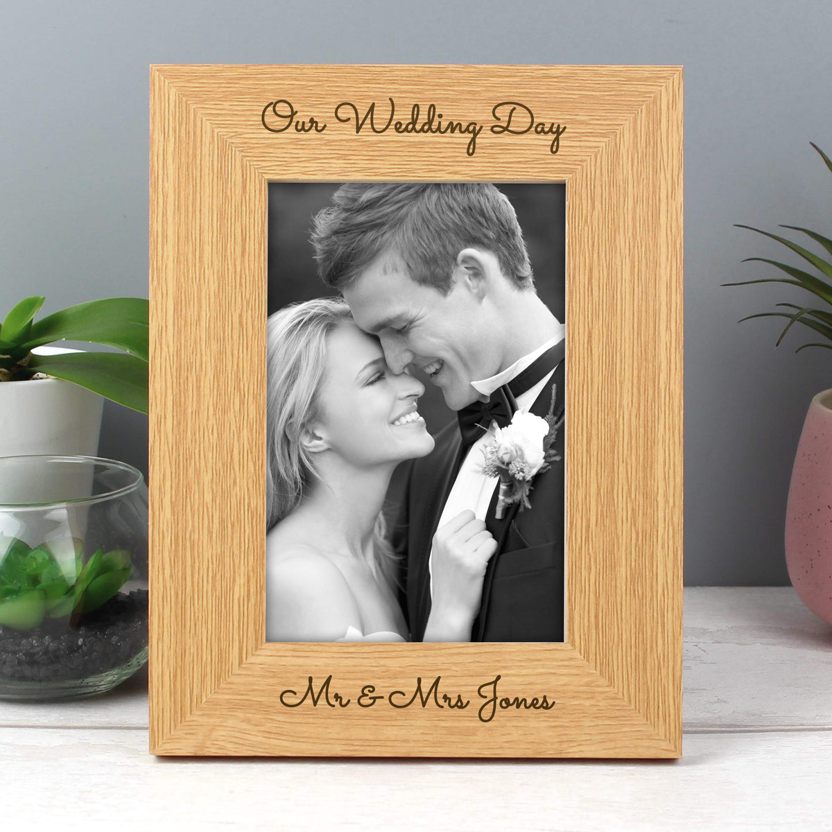 Personalised Free Text 6x4 Portrait Wooden Photo Frame