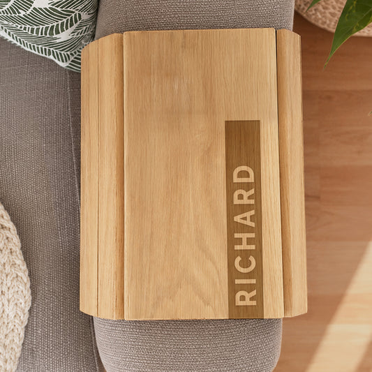 Personalised Name Strip Wooden Sofa Tray