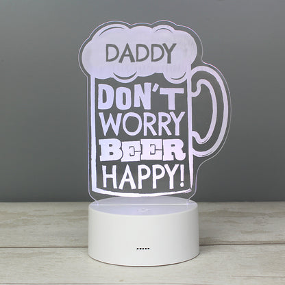 Personalised ""Beer Happy""  LED Colour Changing Light