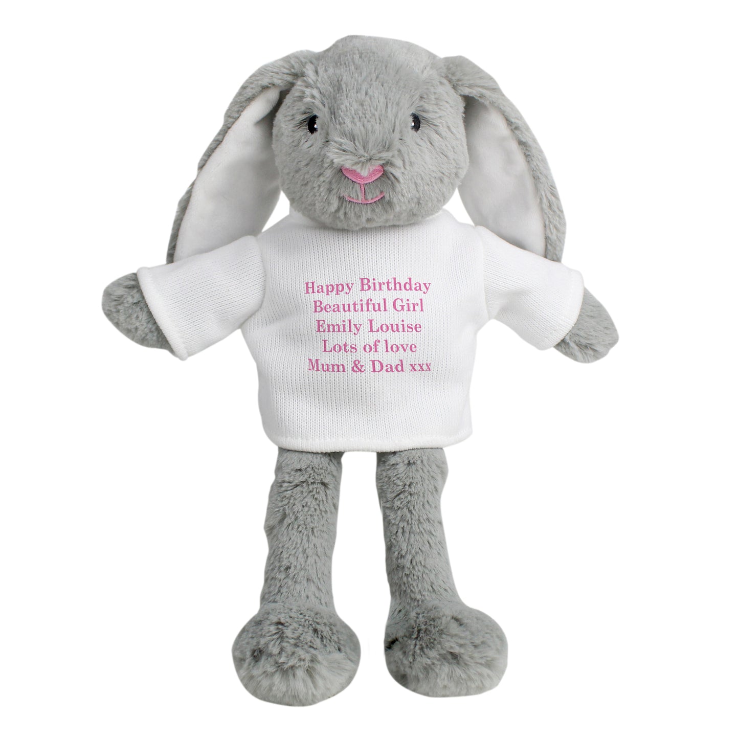 Personalised Message Bunny Rabbit In Jumper - Pink