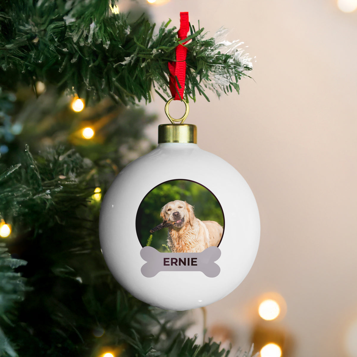 Personalised Photo Upload Dog Christmas Bauble