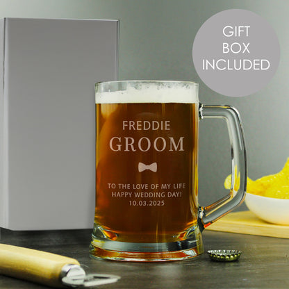 Personalised Groom Pint Stern Tankard