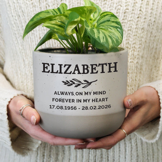 Personalised Memorial Flecked Plant Pot