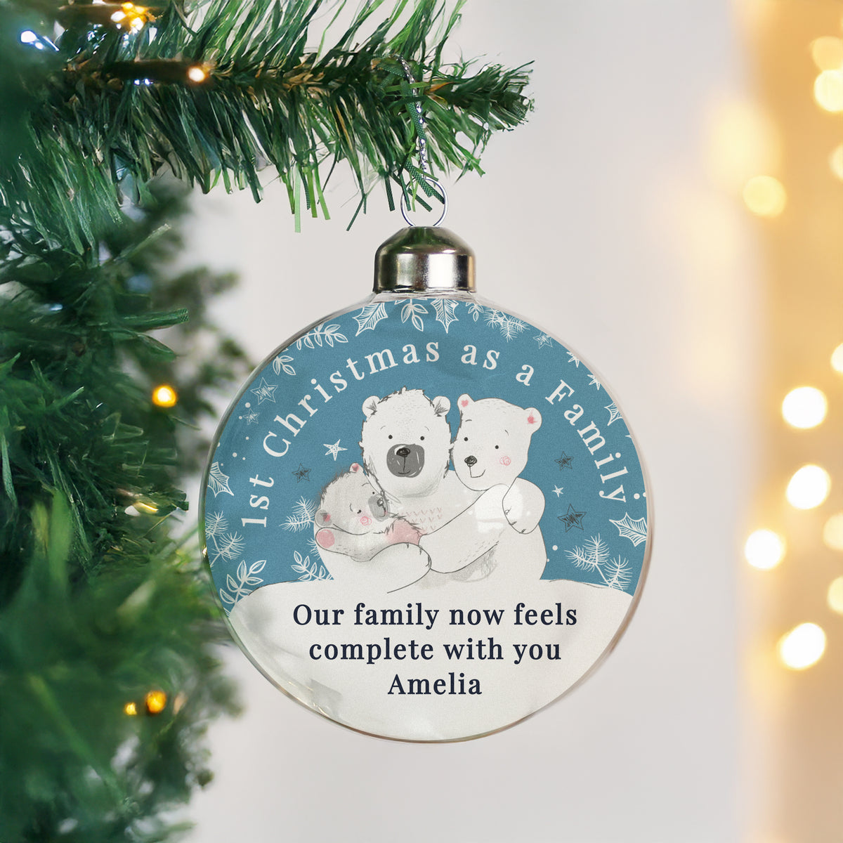 Personalised First Christmas as a Family Glass Bauble