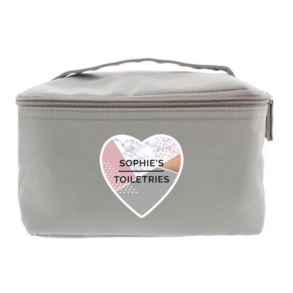 Personalised Geometric Grey Toiletry Bag