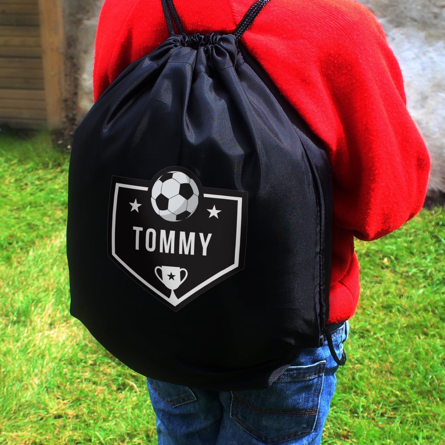 Personalised Football Banner Black Kit Bag