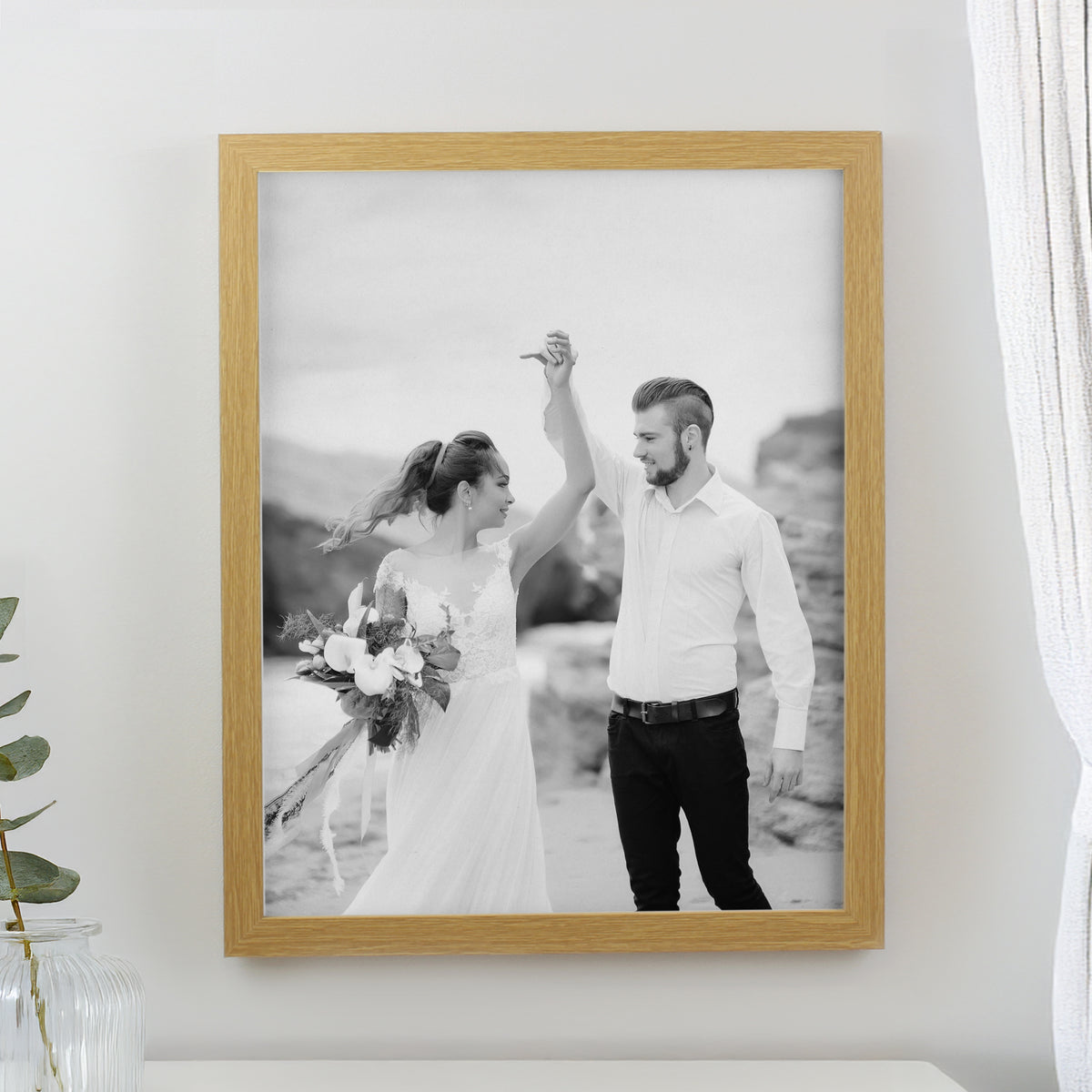 Personalised Photo Upload Oak Poster Frame
